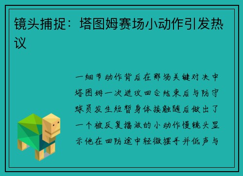 镜头捕捉：塔图姆赛场小动作引发热议
